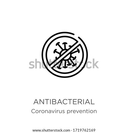 Antibacterial icon. Thin linear antibacterial outline icon isolated on white background from Coronavirus Prevention collection. Modern line vector sign, symbol, stroke for web and mobile