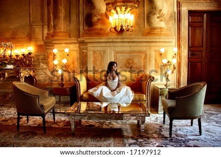 a woman in  a luxury hotel