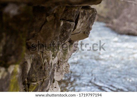 Closeup of Limestone along a Rapid River