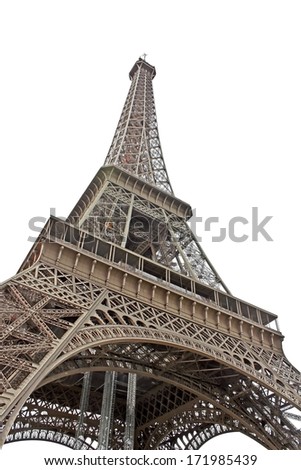 Eiffel tower in Paris France isolated on white background - Beautiful monument  symbol of Paris