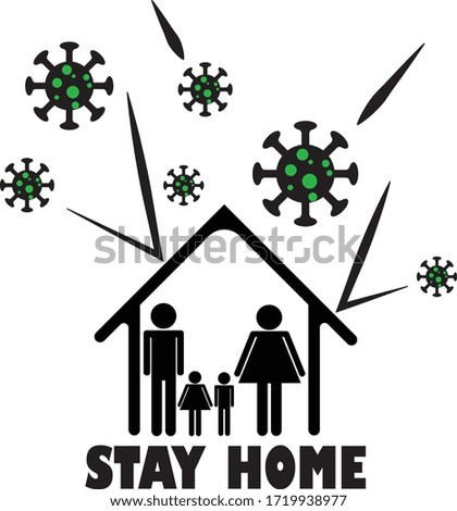 Stay home flat design vector sign, logo_coronavirus covid 19 prevention concept