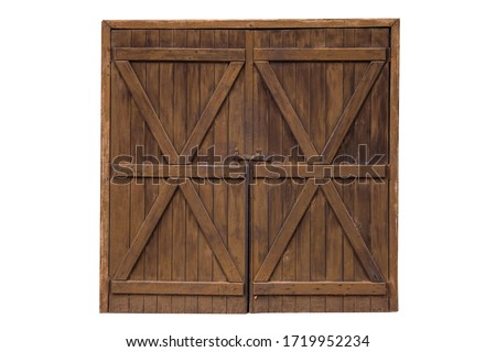 Old wooden door from a barn isolated on white background Royalty-Free Stock Photo #1719952234