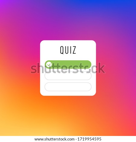 Instagram Quiz Guess Option Social Media Sticker. Template Icon, User Interface Button. Stories Social Media Design.Instagram Gradient Background Vector Illustration Royalty-Free Stock Photo #1719954595
