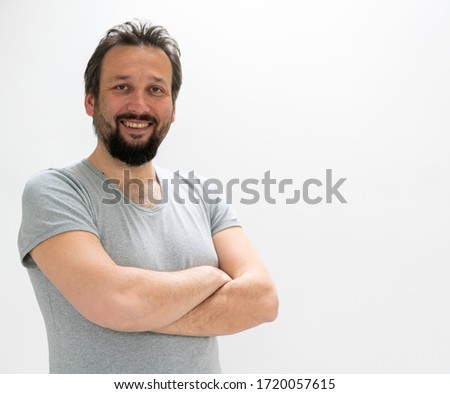 Adut man portrait posing with gestures
