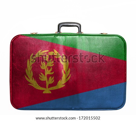 Vintage travel bag with flag of Eritrea