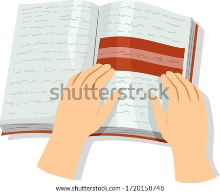 Illustration of Hands Using a Reading Tracker for a Person with Dyslexia