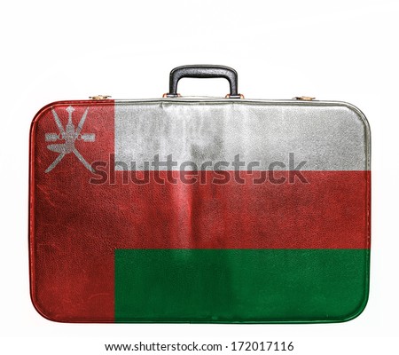 Vintage travel bag with flag of Oman