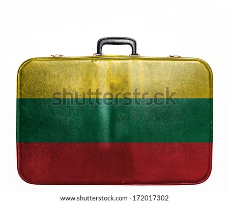 Vintage travel bag with flag of Lithuania