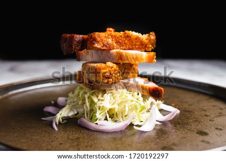 Crispy pork belly spicy cabbage