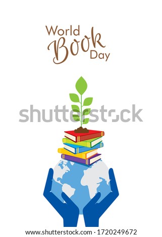  Flat illustration of world book day web banner template vector