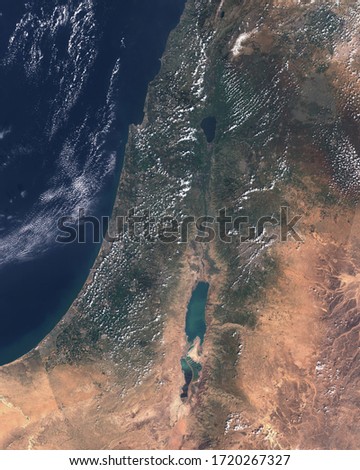 Jerusalem view from space, satellite image. contains modified Copernicus Sentinel data