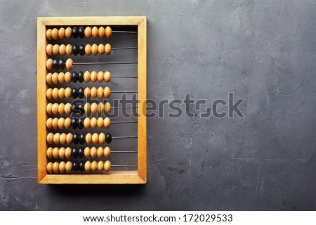 Accounting abacus on gray textured background with copy space Royalty-Free Stock Photo #172029533