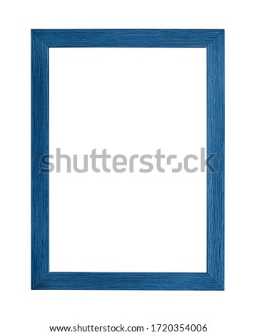 Modern navy dark blue color painted rectangular vertical frame for picture or photo, isolated on white background