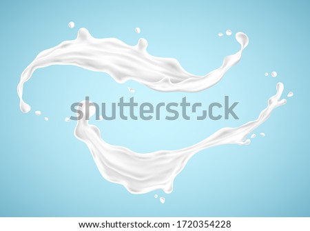 Milk splashes isolated on blue background. Vector illustration Royalty-Free Stock Photo #1720354228