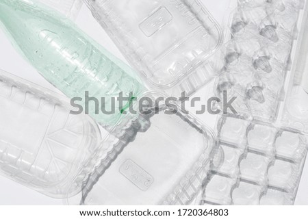 Transparent recyclable plastic background, white