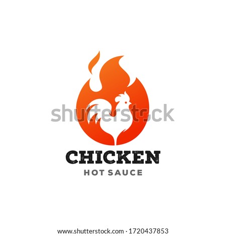 fire chicken flame hot logo vector icon illustration, vintage restaurant cafe logo , fast food app icon