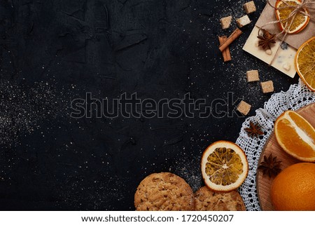 Background for menu, spices and citruses.