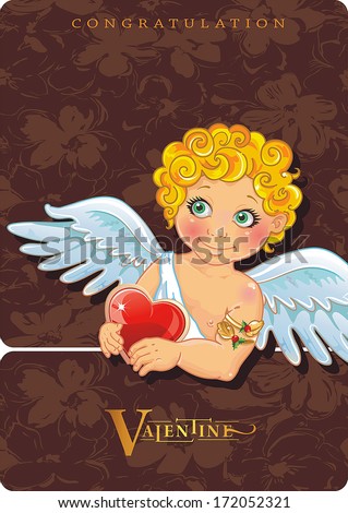 Vintage postcard with Cupid cartoon character