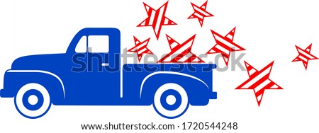 America Retro Pickup Truck Vector Illustration