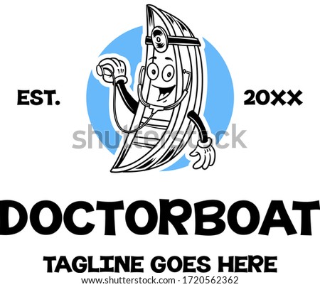 Doctor boat mascot fun logo icon vector template