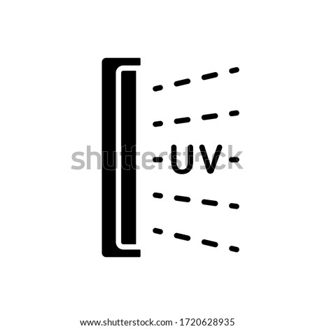 Silhouette Bactericidal UV lamp. Outline icon of disinfection light. Black illustration of medical device for home, clinic, hospital. Flat isolated vector on white background. Pandemic prevention Royalty-Free Stock Photo #1720628935