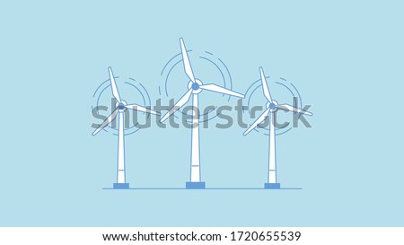 Wind turbine icon. Flat design style. Windmill silhouette. Simple icon. Modern flat icon in stylish colors. Web site page and mobile app design element. Royalty-Free Stock Photo #1720655539