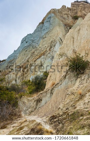 Eroded clay cliffs near Omarama in New Zealand