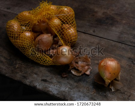 Organic onion on the dark background
