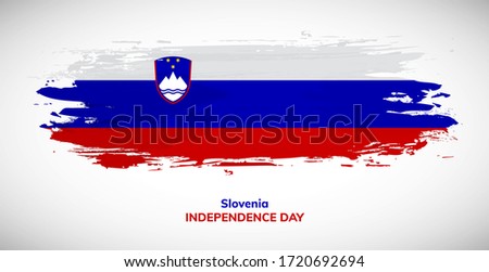 Happy independence day of Slovenia. Brush flag of Slovenia vector illustration. Elegant watercolor concept of national brush flag background