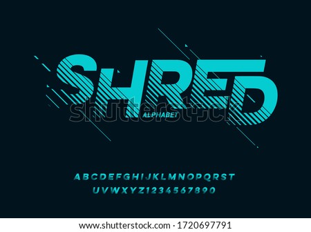 MODERN font with shadow Modern sport design Futuristic letters and numbers Vector abc Royalty-Free Stock Photo #1720697791