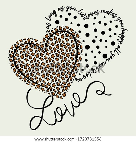leopard print with heart love. girls graphic tees vector design illustration. animal print.  Royalty-Free Stock Photo #1720731556