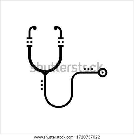 Stethoscope Icon, Acoustic Medical Instrument For Auscultation, Listening To The Internal Sound Of Human Body Vector Art Illustration