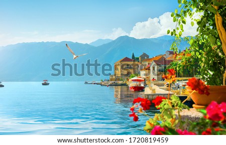 Historic city of Perast at Bay of Kotor in spring, Montenegro Royalty-Free Stock Photo #1720819459