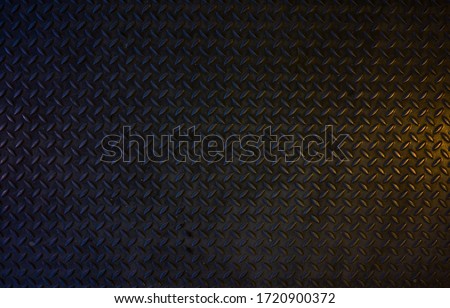 Seamless Metal Floor Plate With Diamond Pattern.Black metal background or black steel surface