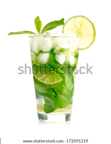 Mojito cocktail on white background 