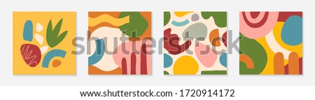 Bundle of modern vector collages with hand drawn organic shapes,textures and graphic elements.Trendy contemporary design perfect for prints,social media,banners,invitations,branding design,covers Royalty-Free Stock Photo #1720914172