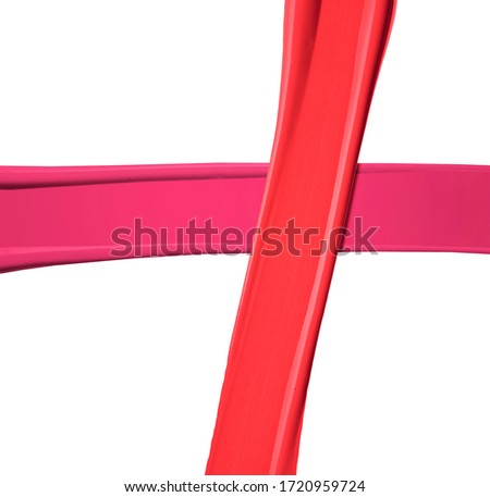 Lipstick geometric abstract strokes background texture smudged. Сoncept of a ribbon for gifts
