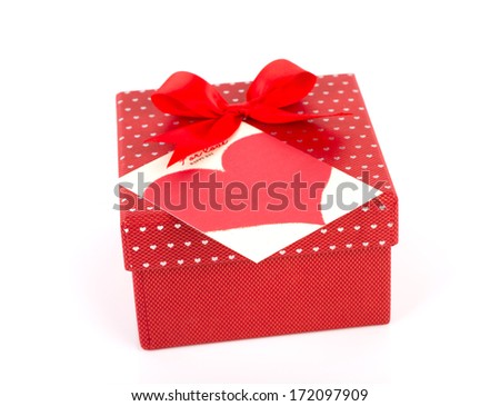 Red valentine gift box and tag