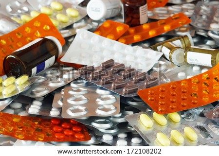 Expired medications collected by the pharmacy for disposal Royalty-Free Stock Photo #172108202