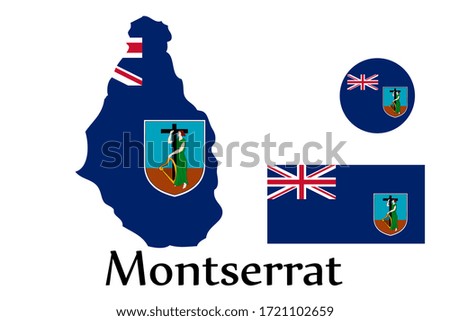 Shape map and flag of Montserrat country. Eps.file.