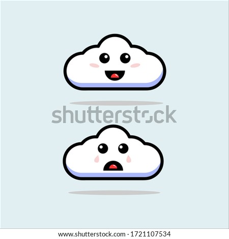 Collection of cloud characters, happy and sad
