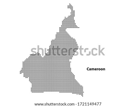 Pixel dotted halftone map of Cameroon country isolated on white background - Vector illustration.