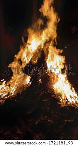 Picture of burning fire from a Camp Fire at Dandeli
