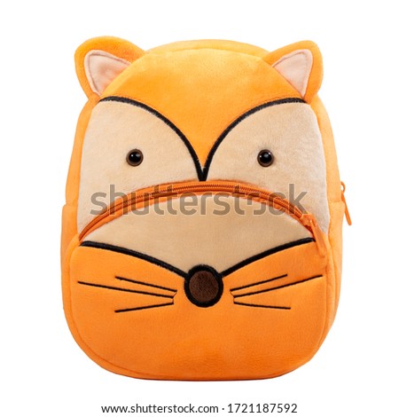 Fox face on a children's backpack for school and walking