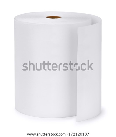 Single paper roll isolated on white