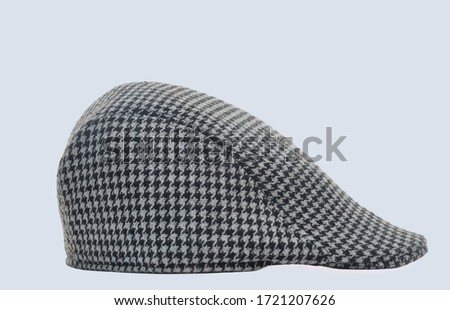 white and black stripped Wool cap isolated on a white background