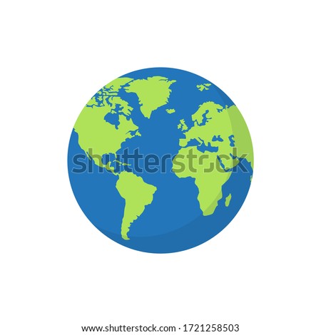 Globe world map with shadow on white background. Vector Illustration.