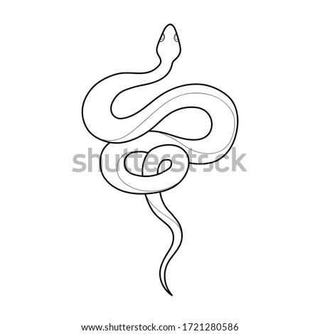 Hand drawing outline snake. Tattoo snake for Henna drawing and tattoo template. Vector illustration