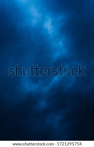 Blue storm clouds on a rainy day