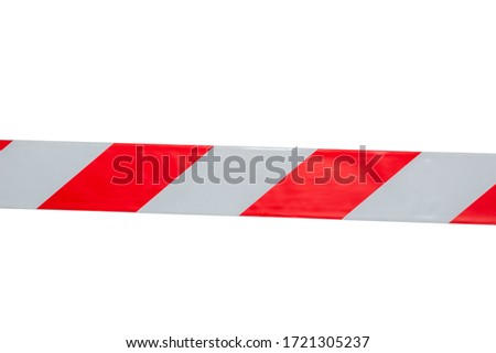 Red and white safety line isolated on white background. 
